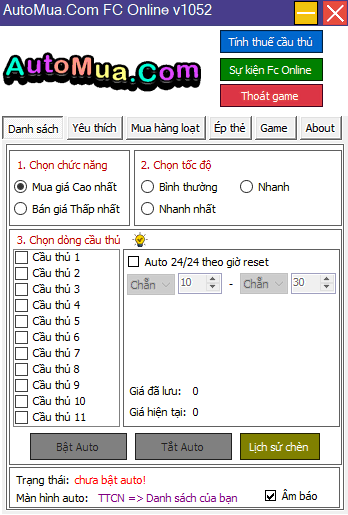 Giao diện AutoMua